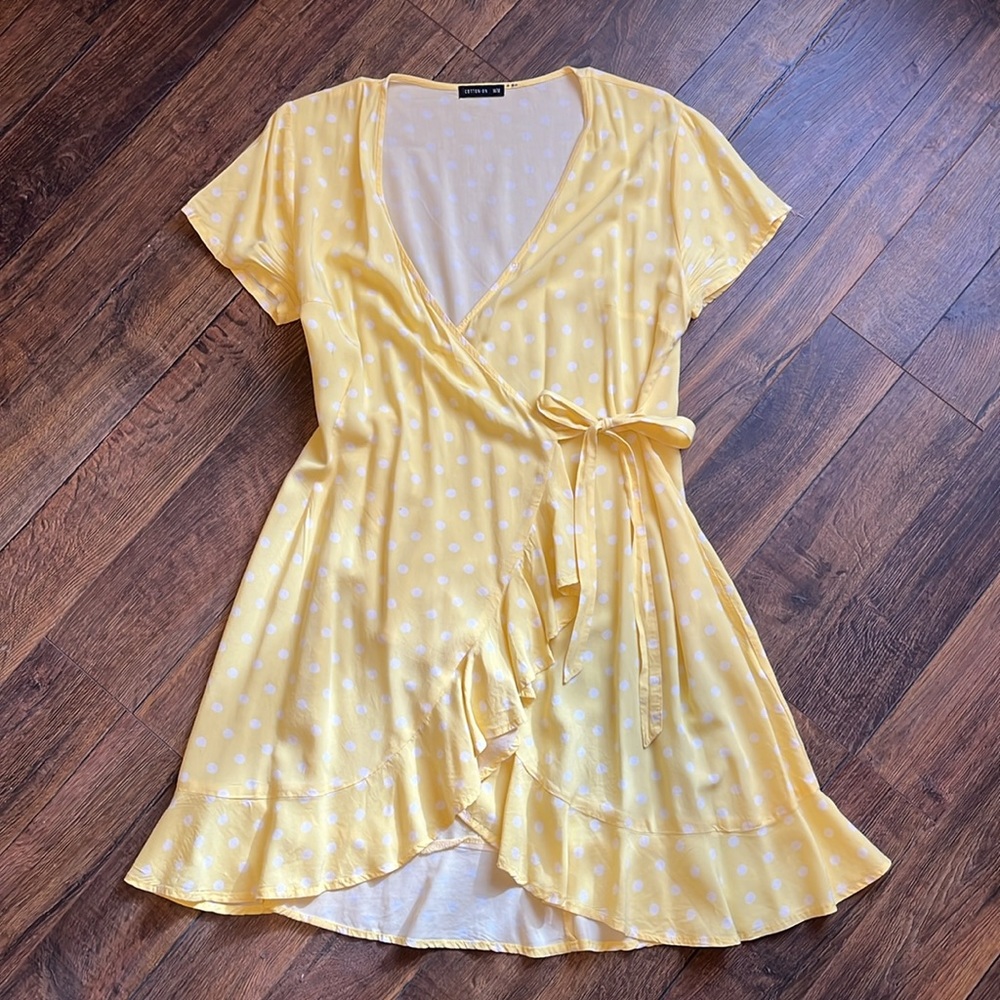 Cottonon Yellow and White Polka Dot Dress